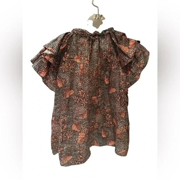 Ulla Johnson Floral Print Top - Black, Cream, Pink - Picture 7 of 10